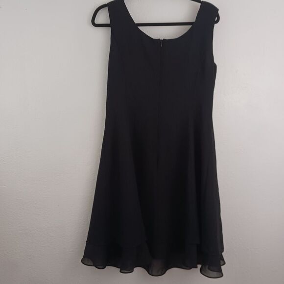 KS Collection sleeveless black fit and flare ruffle hem dress size 14 - Picture 5 of 6